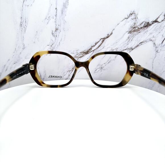 New CHANEL Eyeglasses Brown Gold Chain CC Square Acetate Womens - Picture 13 of 16